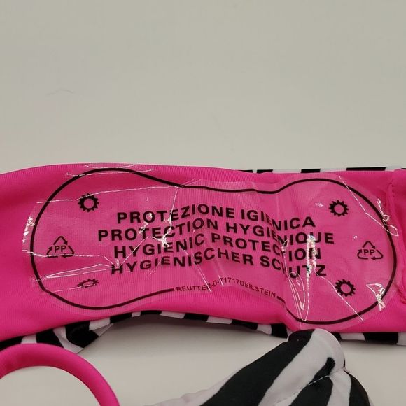 NEW ZEBRA CONTRAST PINK TRIM BIKINI SET - Picture 10 of 10